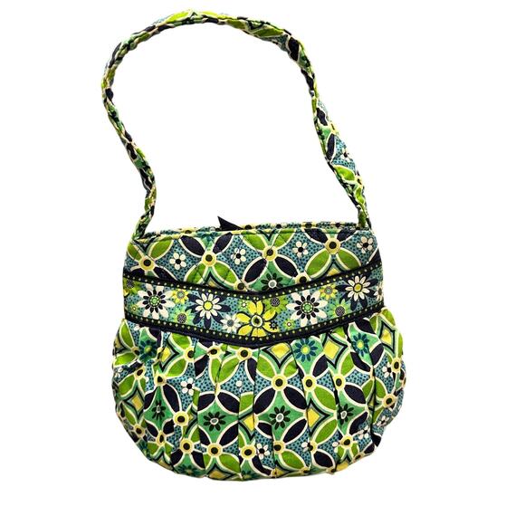 Vera Bradley Hannah Mini Shoulder Bag in Green Blue Daisy Daisy Floral Quilted - Picture 1 of 11